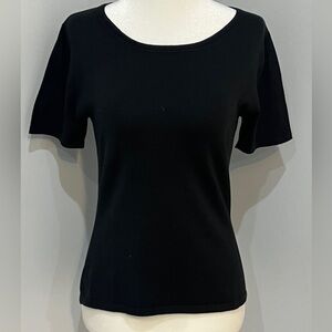 Brand New Women’s Petite Sophisticate Black Short-Sleeve Top